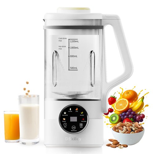 40oz Nut Milk Maker Machine, Automatic Plant Milk Maker with 10 Blades, No Soaking Needed, Smooth Almond Oat Soy Milk & Juice, 12H Delay Start, Auto-Clean, Safety Lock