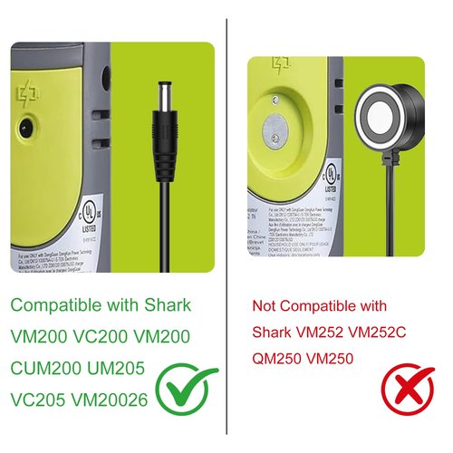 Charger Replacement for Shark VACMOP VM200(Old Version Only) VC200 VM200C UM200 UM205 VC205 VM20026 VACMOP Series 10.8V Li-ion Battery Pro Cordless Hard Floor Vacuum Mop Charing Cord 6Ft