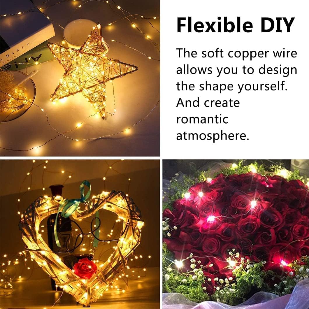 Skiennix 24 Pack Fairy Lights - Battery Operated 7FT Waterproof Silver Wire String Lights | Indoor/Outdoor Decor