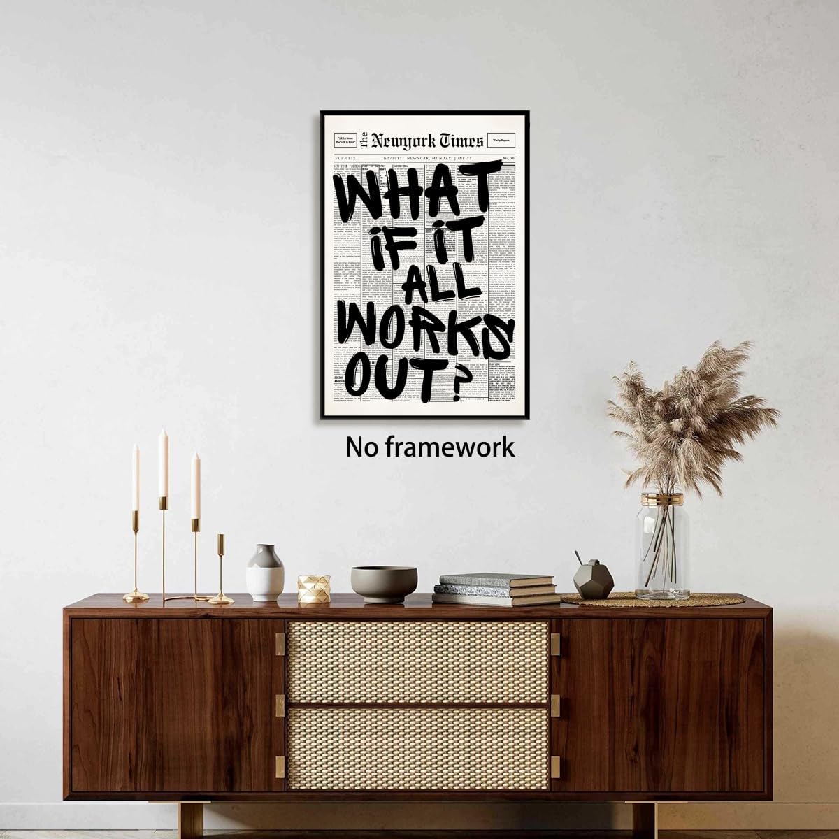 Trendy What If It All Works Out Poster - Black and White Inspirational Wall Art | Motivational Quote Print for Office or Bedroom - 16x24 Inch Unframed