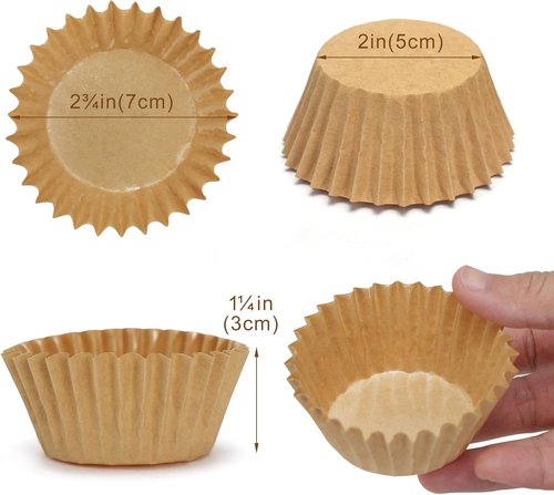 LotFancy 200pcs Heavy-Duty Natural Cupcake Liners - Grease-Resistant Muffin Baking Cups