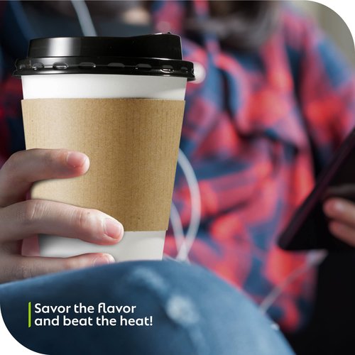 Kraft Paper Hot Cup Sleeve Jacket Holder | Corrugated Cardboard Protective Hot And Cold Insulator | Espresso Coffee Milk Tea Beverage And Hand Protector (Kraft, 1000)