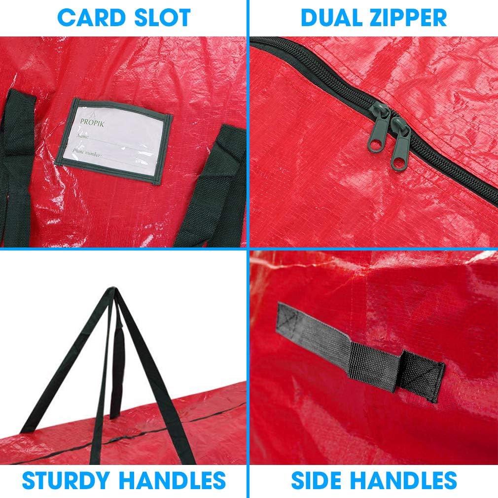 ProPik Christmas Tree Storage Bag - Fits Up to 7' Disassembled Holiday Tree | 52” X 30” X 30” with Zipper & Handles (Red)