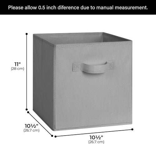 Cupic Cupid Storage Cubes - 11x11 Collapsible Bins with Handles | 6-Pack Gray Organizer for Clothes & Toys