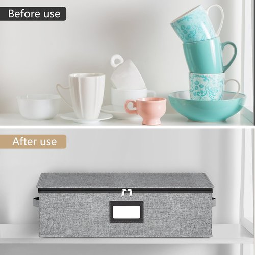 homyfort china storage containers, 2 Pack Mug Storage Box, Grey