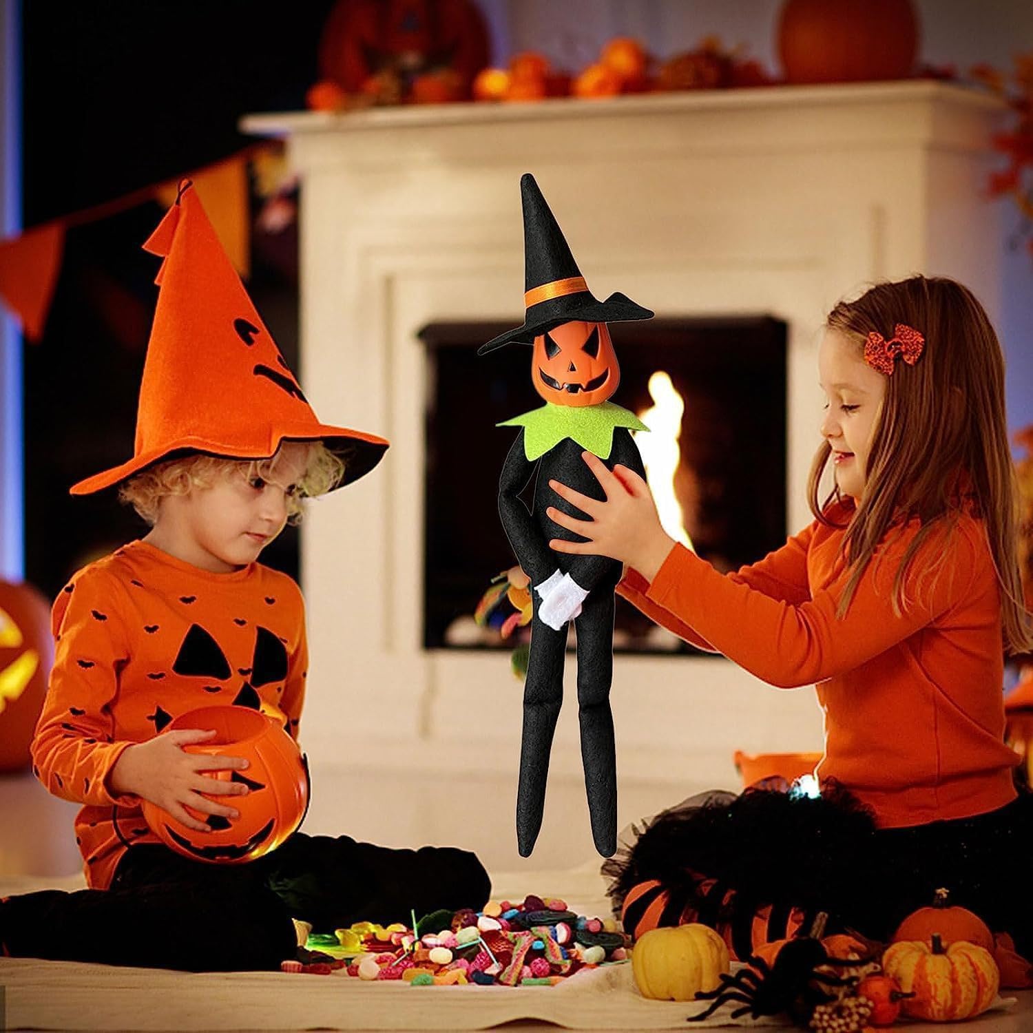 Rugwun Halloween Pumpkin Elf Doll - 14-Inch Handmade Stuffed Toy for Halloween & Christmas Decor