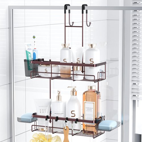 Aitatty Over The Door Shower Caddy - Rustproof Hanging Organizer for Easy Bathroom Storage | Bronze Finish