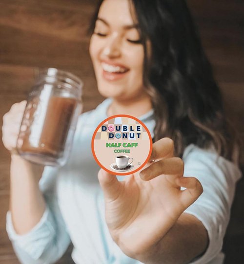 Double Donut Coffee - Half Caff Coffee Pods for Keurig - Medium Roast, 80 Count Single Serve Pods