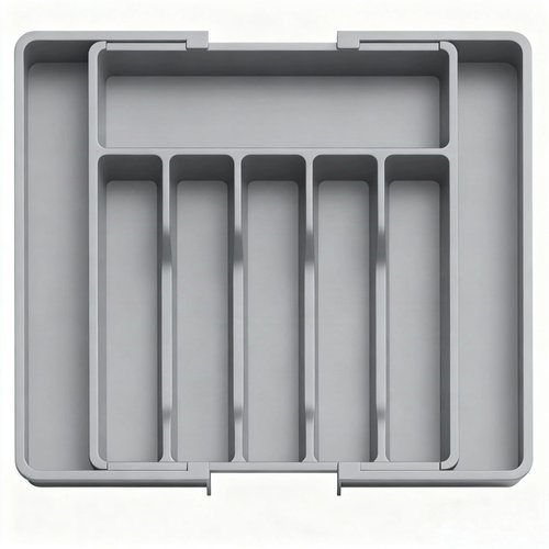 BUKMVKU Expandable Large Silverware Tray For Drawer Organizer, Kitchen Cooking Utensil Drawer Organizer For Spoons Forks Knives, Adjustable Cutlery Flatware Holder 13"-22.4" X 14.7" X 2" (Gray)