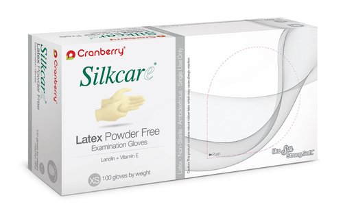 Cranberry USA CR7816case Silk care Powder Free Exam Gloves, Small, Latex, Beaded-Cuff, Yellow (Pack of 1000), beige