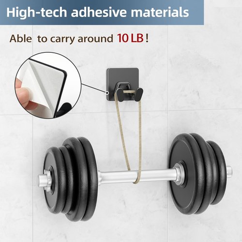 Adhesive Shower Hooks - Extra Sticky Stainless Steel Double Hooks for Razor, Towel & Loofah | Matt Black, 4-Pack