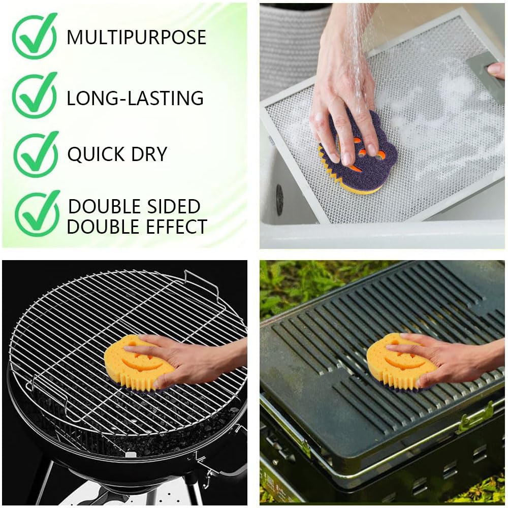 SmilePowo 12 Pack Frog Dual-Sided Multi-Functional Premium Cleaning Sponges,Scrub Sponges,Dishwashing Sponge for Heavy Duty Scouring Pads,Kitchen,Furniture,Dish,Bathroom