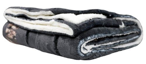 Mossy Oak Reversible Plush Throw Blanket with Sherpa, 50X60 (Black)