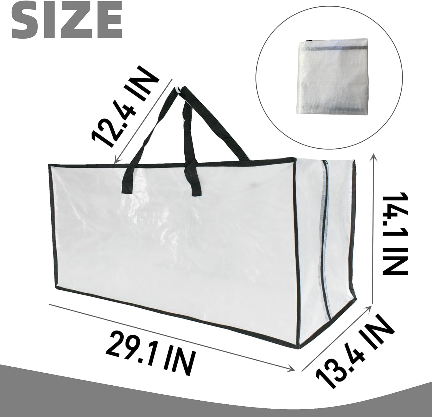 Skiennix Extra Large Heavy Duty Moving Bags - Clear Storage with Zipper & Handles | 3 Pack for Easy Packing