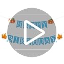 ANFEST Pre-Strung Blue Birthday Banner with Autumn Leaves and Pumpkins