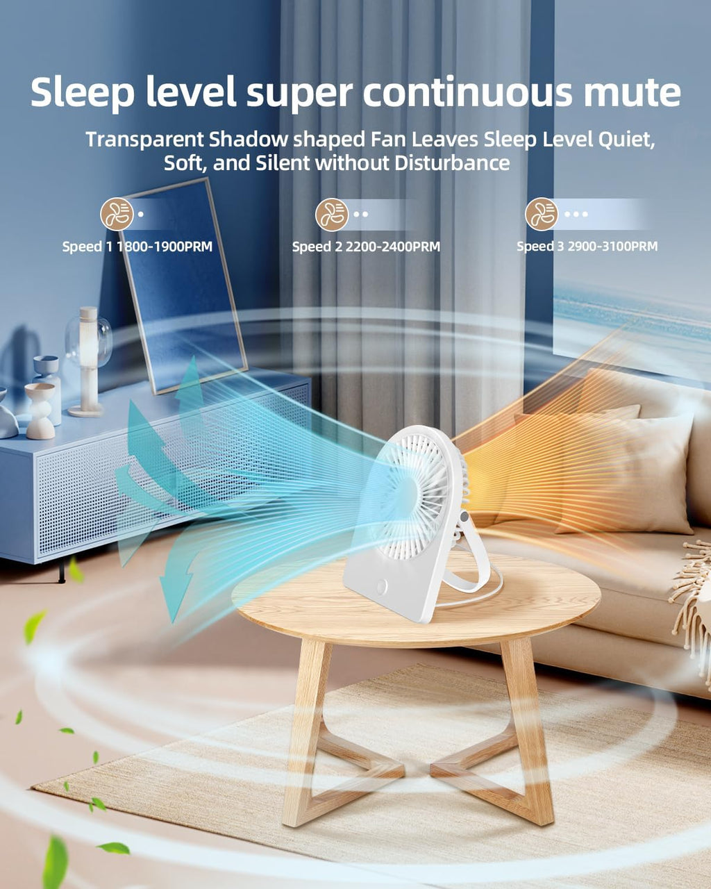 TUNISE USB Desk Fan - Portable Personal Fan with 3 Speed Settings | Quiet & Adjustable for Home or Office