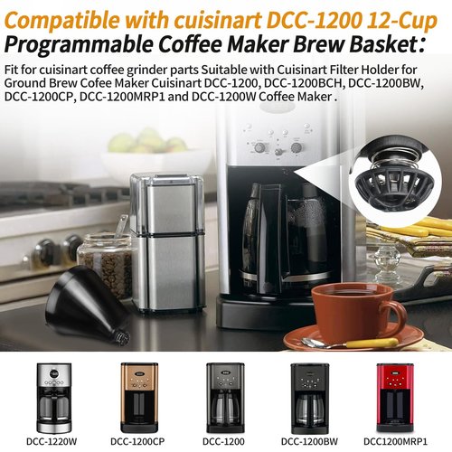 Coffee Machine Brew Basket Bottom Spring Loaded Stopper Kits Replacement Brew Baske for Cuisinart DCC-1200 DCC-1200BCH DCC-1200BW Coffee Maker Brew Basket Parts