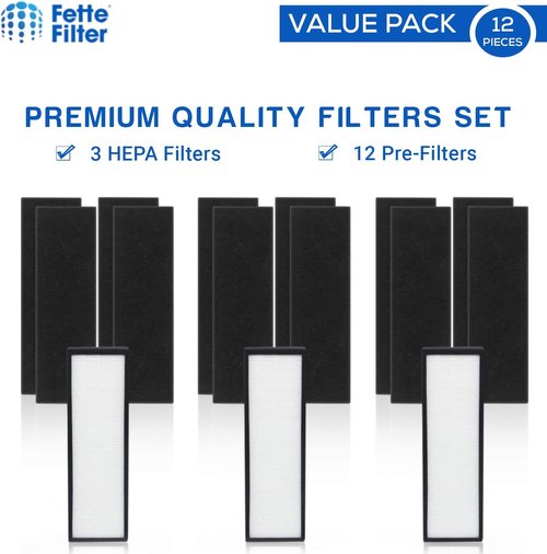 Fette Filter - FLT4825 True HEPA Filter B | Compatible with AC4825, AC4300BPTCA & More (3 HEPA & 12 Carbon)