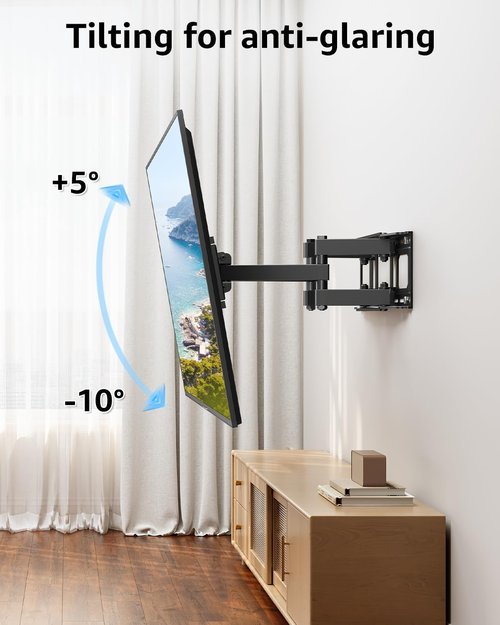 EconoMe TV Wall Mount - Full Motion Articulating Dual Arms for 32-65 Inch TVs | Swivel & Tilt, Max VESA 400x400mm