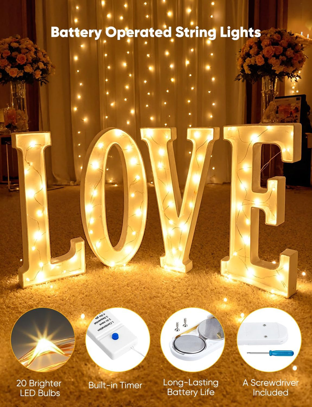 Minetom Fairy Lights - 12 Pack Battery Operated String Lights | 8 Modes, 7ft, 20LED Warm White, Waterproof Silver Wire for DIY Decor & Events