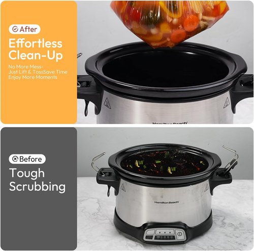 Katbite Crock Pot Liners - Heavy Duty Disposable Slow Cooker Bags | 13" X 21" for 3-8.5 Quart Pots, 25 Count