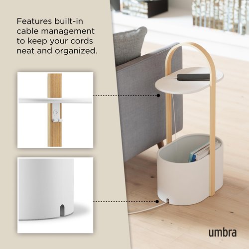 Umbra Bellwood Side Table with Storage and Cable Management, White