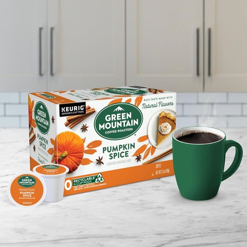 Green Mountain Coffee Roasters Pumpkin Spice K-Cup Pods - Flavored Light Roast Coffee, 10 Count