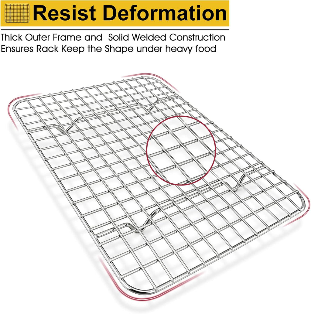P&P CHEF Stainless Steel Cooling Baking Rack Set of 2 - Heavy Duty, Oven & Dishwasher Safe, 8.75 Inch