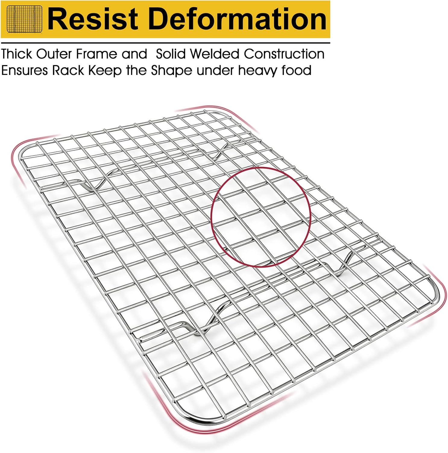 P&P CHEF Stainless Steel Cooling Baking Rack Set of 2 - Heavy Duty, Oven & Dishwasher Safe, 8.75 Inch
