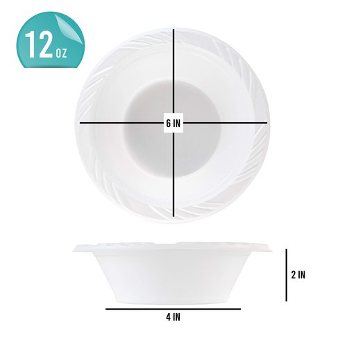 800 Count Disposable 12 ounce White Plastic Soup Bowls