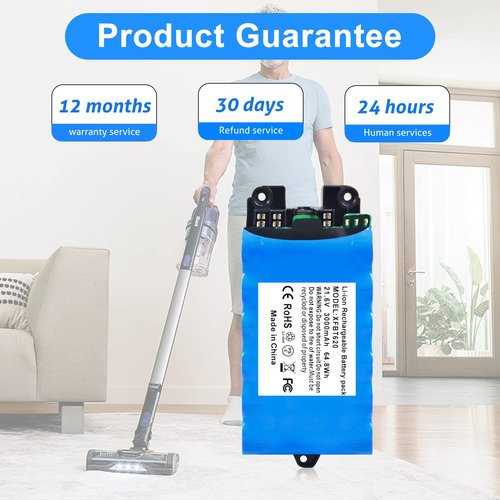 Remate 3000mAh Replacement for XFBT620 Shark Battery, Compatible with Shark IX140 IX141 IX142 IZ140 IZ140C IZ141C IZ142 UZ145 Cordless Vacuum Cleaners, 21.6V XFBT620 Lithium Ion Battery