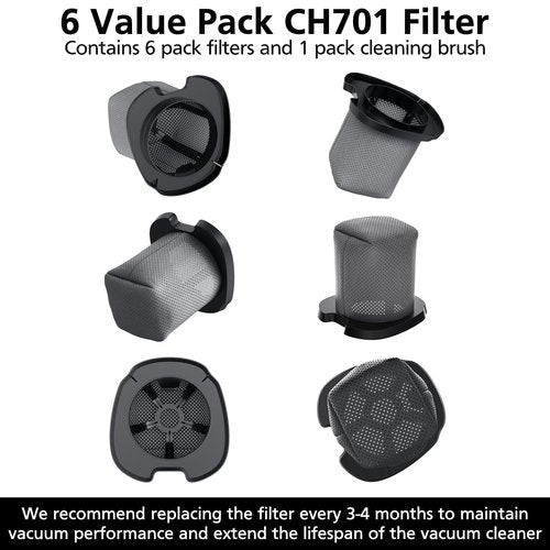 6 Pack CH701 Vacuum Filter Replacement Compatible with Shark Cyclone PET Handheld Vacuum CH700, CH701, CH701C and CH700WM, Compare to Part# XDCFCH700