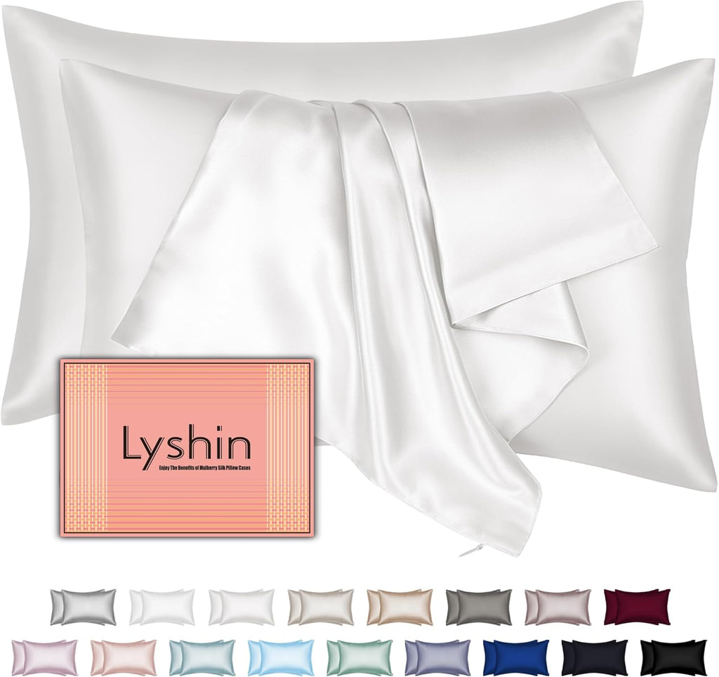 Skiennix Mulberry Silk Pillowcases - King Size Set of 2 for Hair & Skin | Soft, Breathable Ivory
