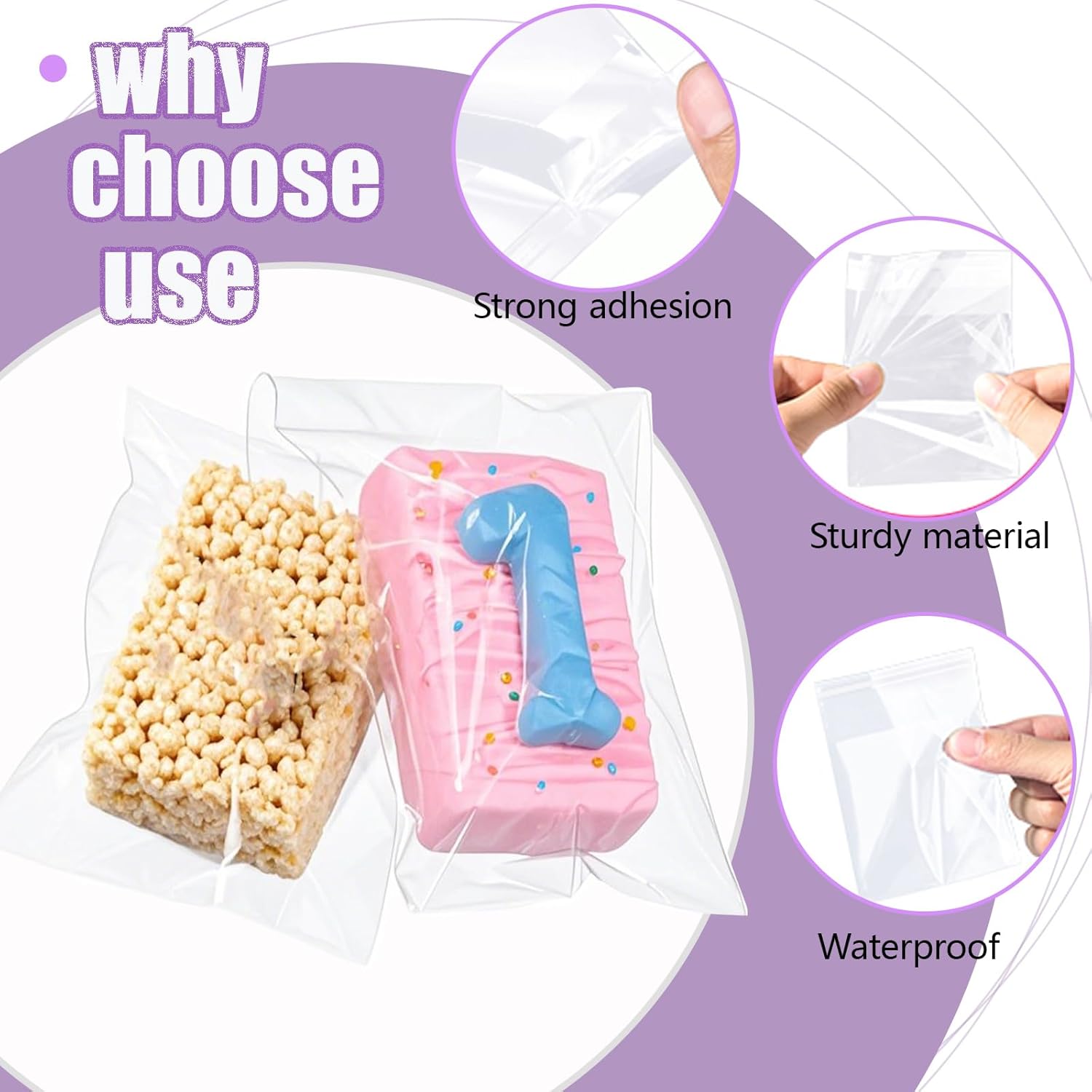 TEMLQPACK Clear Cellophane Bags - 100 Pcs, 4 x 6 Inch for Cookies, Treats, and Party Favors