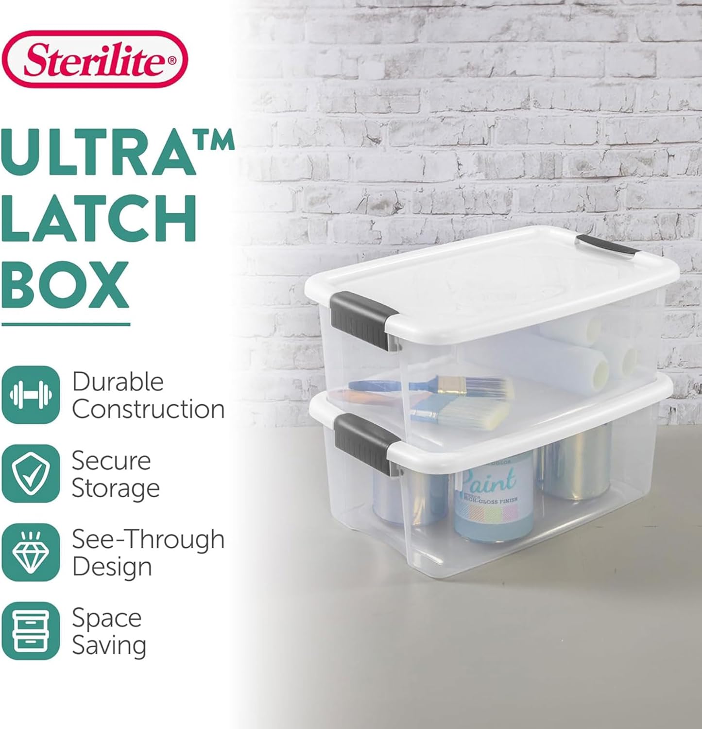 Sterilite 12-Pack Ultra Latching Storage Bins - Clear Plastic 18 Quart Heavy-Duty Organizers for Home & Office
