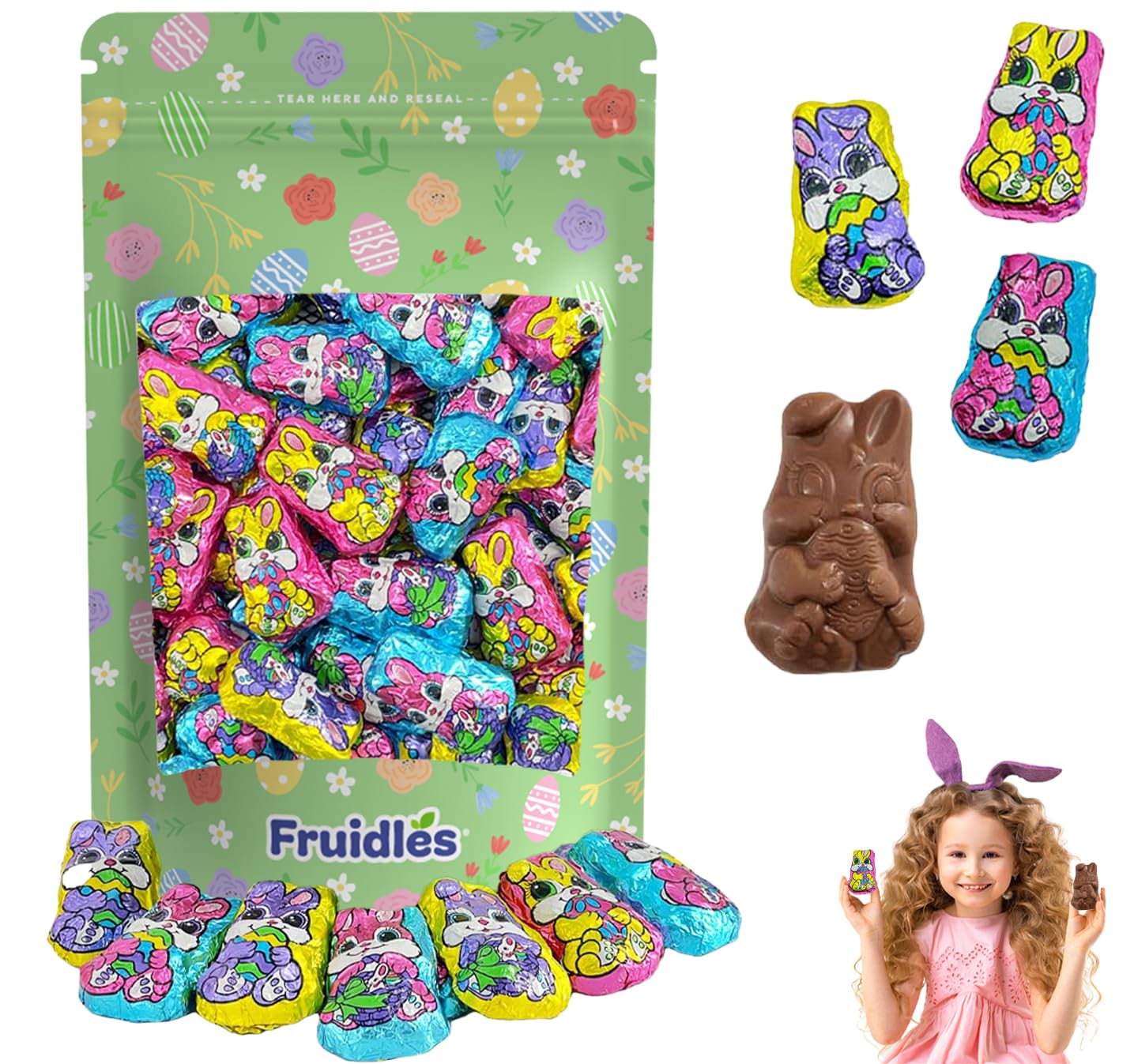 Skiennix Easter Bunnies - Smooth & Creamy Party Bag Fillers | Individually Wrapped Multicolor Foils (1 lb)