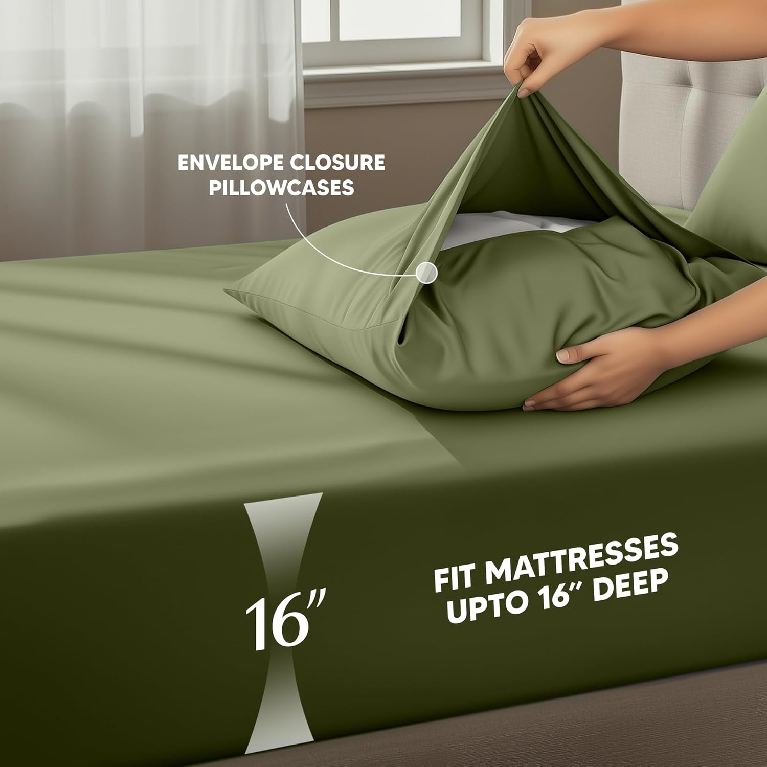 Utopia Bedding King Size Sheet Set - Soft, Breathable Microfiber | 4-Piece in Olive, Oeko-Tex Certified
