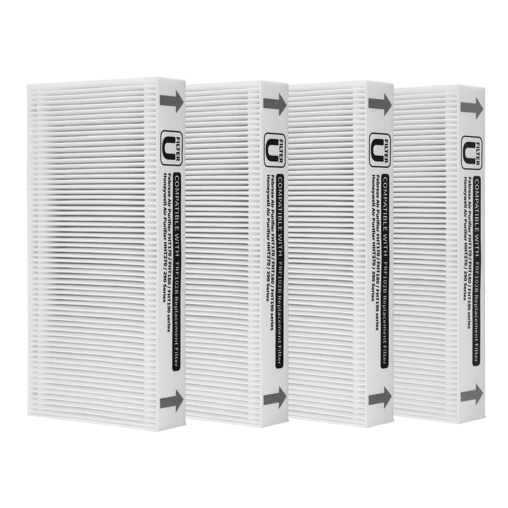 GoKBNY 4-Pack FRF102B Replacement Filter Compatible with Febreze FRF102B/FHT170/FHT180/FHT190 Purifiers and Honey-well Clean U Filter HRF201B/HHT270/HHT290 Purifiers
