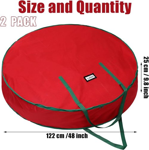 Abbylike Extra Large Christmas Wreath Storage Bag - 48 Inch Oxford Organizer with Reinforced Handle & Zipper