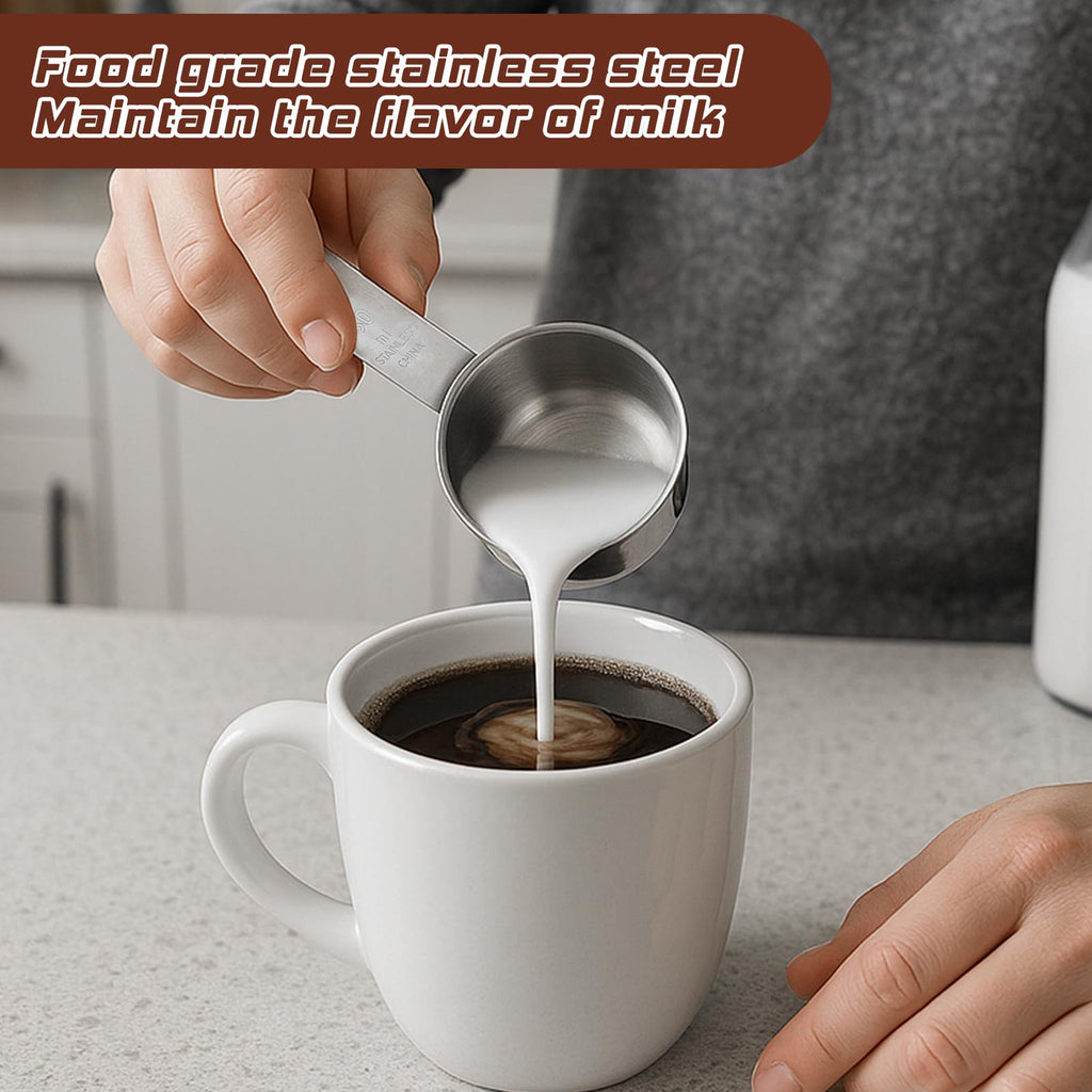 2 Pcs 1/4 Cup Stainless Steel Measuring Cup, 60 ml 2 oz Stainless Steel Measuring Cups Metal Coffee Scoop Cat Food Scoops for Wet and Dry Ingredients Cooking Baking Kitchen, Dishwasher Safe