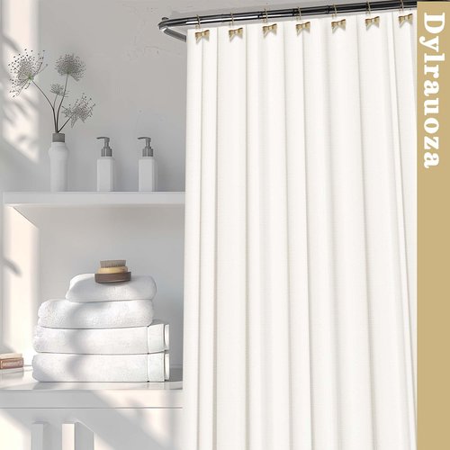 Dylrauoza Shower Curtain Hooks, Gold Bow Metal Rust Proof, 12 Pack Decorative Shower Rings for Bathroom