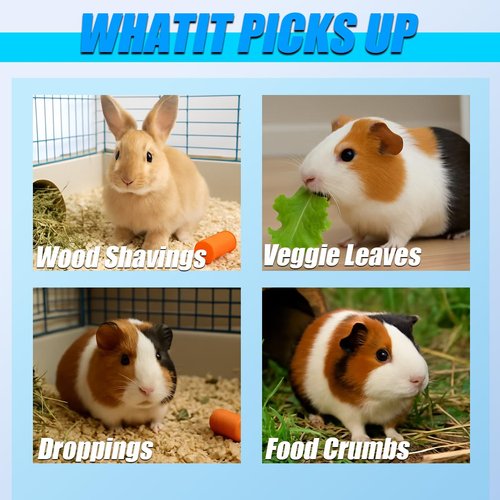 Hicoolmam Guinea Pig Handheld Vacuum Cleaner Cage, Guinea Pig cage Cleaner, Rabbit Poop Vacuum, for Lightweight Cleanup of Guinea Pig, Rabbit, Hamster, Chinchilla, Reptile, Bird（Black）