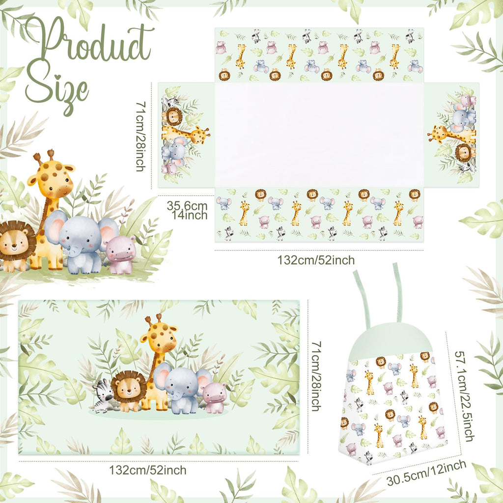 Hahafelt 4 Pieces Baby Crib Bedding Set for Girls and Boys, Soft Baby Bedding Set Including Crib Skirt, Comforter, Sheet and Diaper Stacker for Nursery (Wildlife Theme)