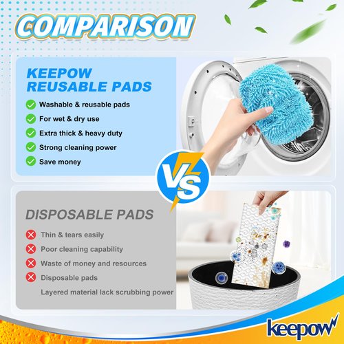 KEEPOW Wet Pads Refill for Swiffer Sweeper Mop and Sweep & Mop Deluxe - Dry Sweeping Cloths for Floor Mopping and Cleaning - Pet Heavy Duty Pads Refills, Upgraded Reusable (4 Pack)