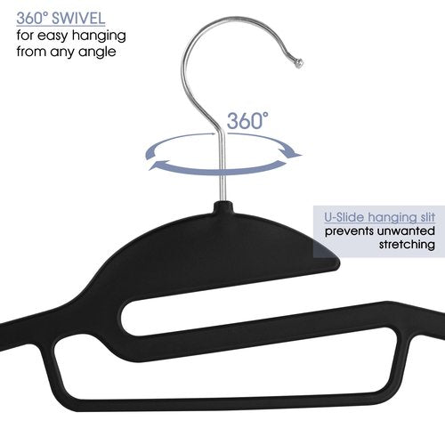 Elama Home 30 Piece Rubber Non Slip Hanger with U-Slide in Black, 30 Piece Set (ELH-30)