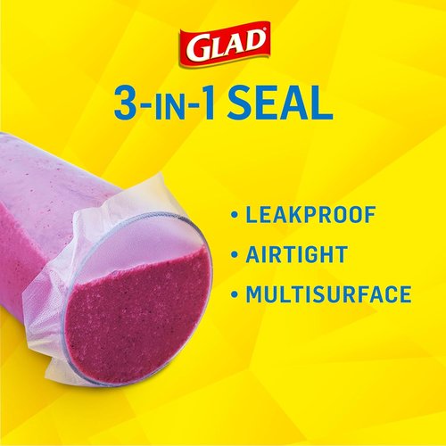 Glad Press'N Seal Food Plastic Wrap - 70 Sq Ft Roll for Freshness & Easy Storage