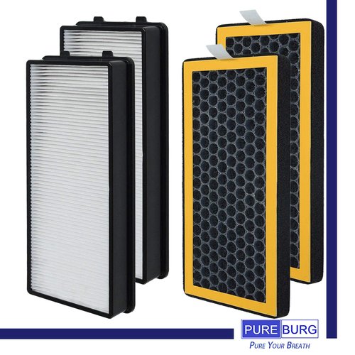 PUREBURG Replacement Filter Set Compatible with HoMedics AT-PET01 AT-PET02 TotalClean PetPlus Tower Air Purifier,2-Pack H13 HEPA Activated carbon Air Clean