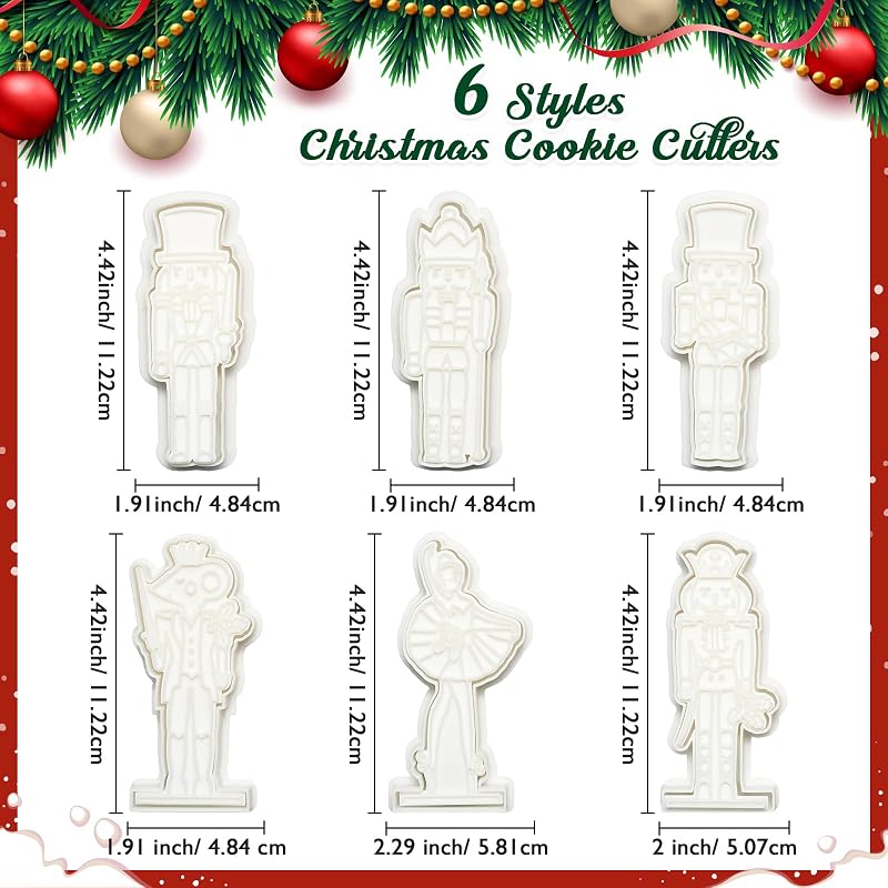 Nutcracker Cookie Cutters Set with Stamper, 3D Bake Molds, 3.5" - Holiday Baking Gift