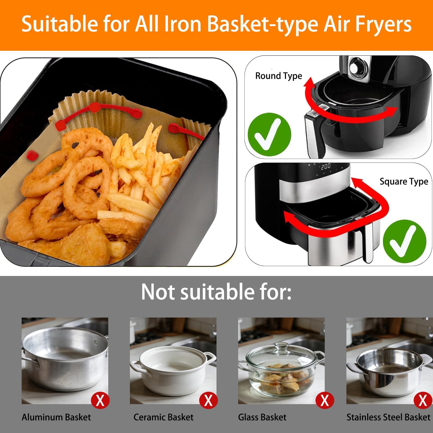 Skiennix Air Fryer Magnets - High-Temp Resistant Silicone Buckles for Parchment Paper Liners | 12 Pcs, Red
