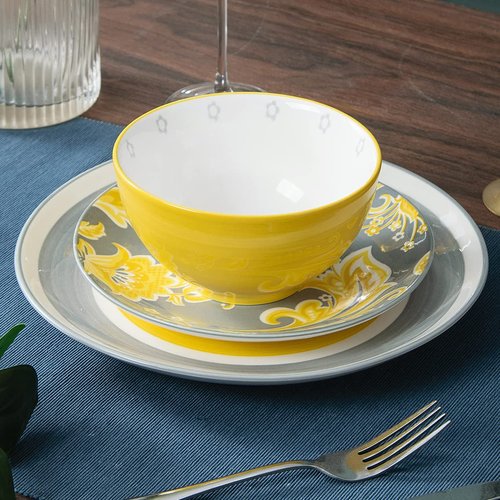 Wisenvoy Plates and Bowls Sets Ceramic Dinnerware Sets Plate Set Porcelain Dishes Set for 4 Dinner Plates